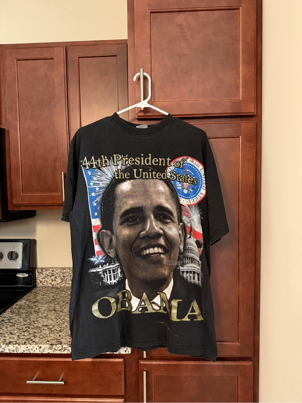Black Graphic Obama Short-Sleeve Shirt